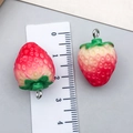 Resin strawberry pendant 2.5cm with silver ring and textured gradient finish - Small Red Resin Stereo Strawberry (19697)