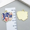 DIY American Flag July 4th Enamel Charm for Jewelry Making with Star and Rocket Design - US Flag July 4th Independence Day Plate (23116)