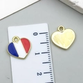 Gold-plated heart enamel pendant with blue white red flag and sunburst texture back - Small USA Flag Independence Day Heart (23117)
