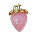 Pink translucent strawberry pendant with gold leaf top for DIY jewelry and phone charms - Jelly Pink Iridescent Acrylic Strawberry Style(23376)
