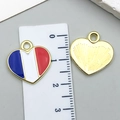 DIY heart-shaped jewelry pendant with red white and blue flag enamel in gold finish - Large USA Flag Independence Day Heart (23118)