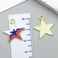 DIY American flag star pendant with red white blue enamel for earring necklace charm - US Independence Day Flag Pentagram (23119)