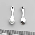 Silver spoon charms with hanging holes for DIY jewelry making and necklaces - Tool Spoon B (11273)