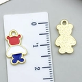 DIY bear pendant with US flag stripes in enamel finish for earrings and necklaces - USA Flag Independence Day Bear (23120)