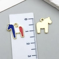 Independence Day Dalarna horse pendant set in tricolor enamel and polished gold finish - USA Flag Independence Day Striped Zebra (23121)