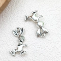 Set of two vintage silver cartoon rabbit alloy charms for DIY jewelry and necklaces - Antique Silver Rabbit (3113)