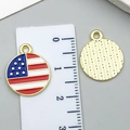 Independence Day round USA flag alloy pendant for DIY jewelry, 20mm diameter size - Independence Day Flag Pentagram (23122)