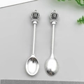 Vintage silver crown mini spoon charms for DIY necklace and keychain jewelry making - Crown Dinner Spoon (18825)