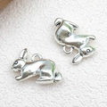 Silver rabbit-shaped alloy pendant charms for DIY jewelry making and necklaces - Antique Silver 3D Rabbit (3749)