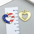 DIY American flag heart pendant in gold alloy with blue stars and red white stripes - US Independence Day Flag Star Heart (23123)