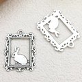 Silver alloy hollow pendants featuring rabbit and bird designs for DIY jewelry making - Hollow Rabbit Frame (5875)