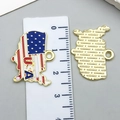 DIY Independence Day USA map shaped enamel pendants with red white blue flag and golden back - Independence Day Star Cross (23125)