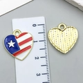 USA flag heart shaped charm in gold finish for DIY jewelry and necklaces - Independence Day Heart Shape Pentagram (23127)