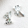 Antique silver rabbit charms for jewelry making DIY crafts with detailed vintage finish - Antique Silver Rabbit Head (6708)