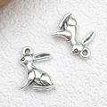 Silver vintage rabbit alloy pendants with integrated rings for DIY jewelry making - Antique Silver Easter Rabbit (11225)