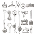 20 stuks antiek zilveren naai-bedeltjes met naaimachine en schaar voor DIY-sieraden - 20 stuks Gemengde Antiek Zilver Naaiserie (SN911)