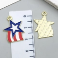 Star-shaped American flag charm with blue stars and red white stripes for DIY jewelry - Independence Day Striped Pentagram (23133)