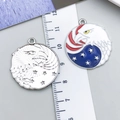 DIY American Flag eagle head pendants in colorful enamel and silver metal for jewelry - Silver White Enamel Round Eagle (23532)