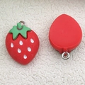 Handmade red strawberry DIY charm pendant with gold metal ring for jewelry making - Red Resin Strawberry (17071)