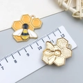 Detailed view of bee and honeycomb enamel charms with ruler showing 3cm size - Yellow Bee Honeycomb 25*21mm (21159)