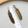 Antique bronze feather alloy charms for DIY jewelry making in a 5.3cm vintage design - Antique Bronze (3227)