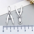 Silver alloy compass tool charms for DIY jewelry making, size 2.5cm by 1.3cm - Tool Compass Style (12161)