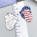 Anhänger in Lippenform mit US-Flagge für DIY-Schmuck aus Emaille und Silber - Silber Blau Emaille Zunge (23535)