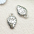 Polished silver strawberry pendant with textured surface for DIY jewelry making - Antique Silver Strawberry Charm (18639)