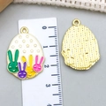 Easter egg rabbit alloy pendant with colorful enamel for DIY jewelry making and keychains - White Enamel Bunny Egg Style (23089)
