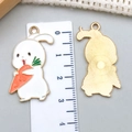 Cartoon rabbit enamel charm with carrot and golden metal back for DIY jewelry - White Enamel Carrot Rabbit Style (23166)