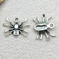 Antique silver spider charms for Halloween jewelry making featuring detailed metal textures - Spider (3582)