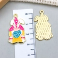 Easter gnome pendant with bunny ears and egg, colorful enamel finish in 32mm size - Pink Enamel Bunny Style (21711)
