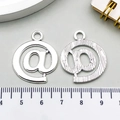 Silver @ symbol metal charms with smooth and textured finish for DIY jewelry - @ Symbol Style (21420)