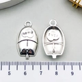 Antique silver heart charm with Love engraving for DIY bracelets and necklaces - Mouse LOVE Style (21418)