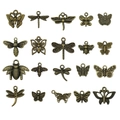 Set de dijes de insectos de bronce vintage con mariposas y libélulas para manualidades DIY - Bronce Antiguo Mariposa 20 Estilos (SN847)