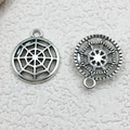 Set of two antique silver spider web pendants for DIY jewelry making and crafting - Round Spider Web (15159) / 1 Piece (14x17mm) / Antique Silver