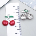 Ciondolo a forma di ciliegia in smalto colorato per gioielli DIY con righello - Forma di Ciliegia (23452)