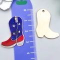 Retro-Cowboystiefel-Anhänger aus Legierung mit US-Flaggenmuster und goldener Rückseite - Blau Bedruckte Stiefel (23770)
