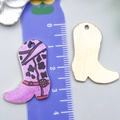 Anhänger für DIY-Schmuck in Form eines rosa Westernstiefels mit Leopardenmuster - Violetter Bedruckter Stiefel (23772)