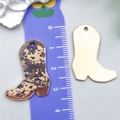 Vintage-Legierung Western-Cowboystiefel-Anhänger mit Leopardenmuster und Goldfinish - Hellbrauner Bedruckter Stiefel (23771)