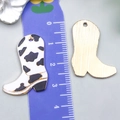 Cowboy-Stiefel Anhänger mit Kuhmuster und gebürstetem Gold für DIY-Schmuckzubehör - Weißer Bedruckter Stiefel (23777)