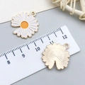 Golden DIY daisy flower charm with white enamel petals for jewelry making - White Enamel Single Faced Sunflower (12062)