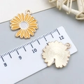 DIY yellow daisy enamel alloy charms with ruler for size reference and scale - Yellow Enamel Single Faced Sunflower (12067)