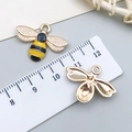Yellow and black enamel bee charm accessory with textured wings and gold-tone alloy backing - Yellow KC Gold Enamel Bee (16756)