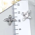 Retro silver insect alloy charms with scale ruler showing 2cm size for DIY jewelry - Little Bee (2390)