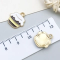 Cupcake pendant charm made of enamel alloy for DIY jewelry with ruler scale reference - Enamel Black Bee Yellow Honey Pot (18999)