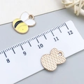 DIY enamel bee charm with yellow and white honeybee design for jewelry making - Yellow Enamel Bee 14*11mm (21127)