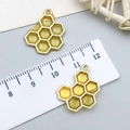 Golden honeycomb charms with translucent yellow resin for DIY jewelry making - Pale Yellow Double Sided Honeycomb (23151)
