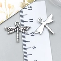 Vintage silver dragonfly alloy charm for DIY jewelry with size measurement detail - Dragonfly (7211)