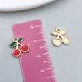 Cherry enamel charms in red and gold finish with a 1.8cm scale ruler for sizing - 1Pc KC Gold Red Enamel Small Cherry (23389)